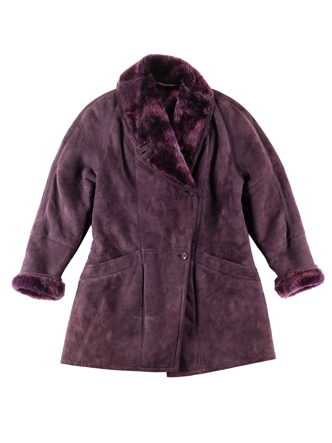 Vintage 90's Women Sheepskin Coat in Purple