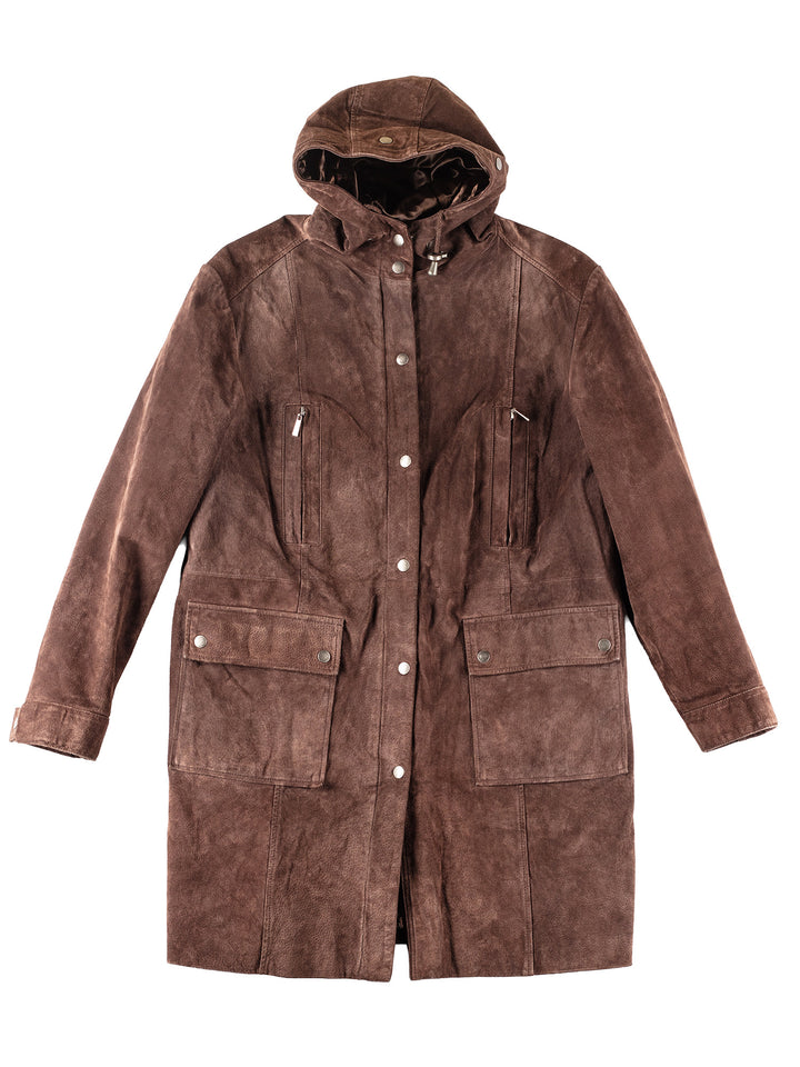 Vintage 00's Women Suede Coat in Brown