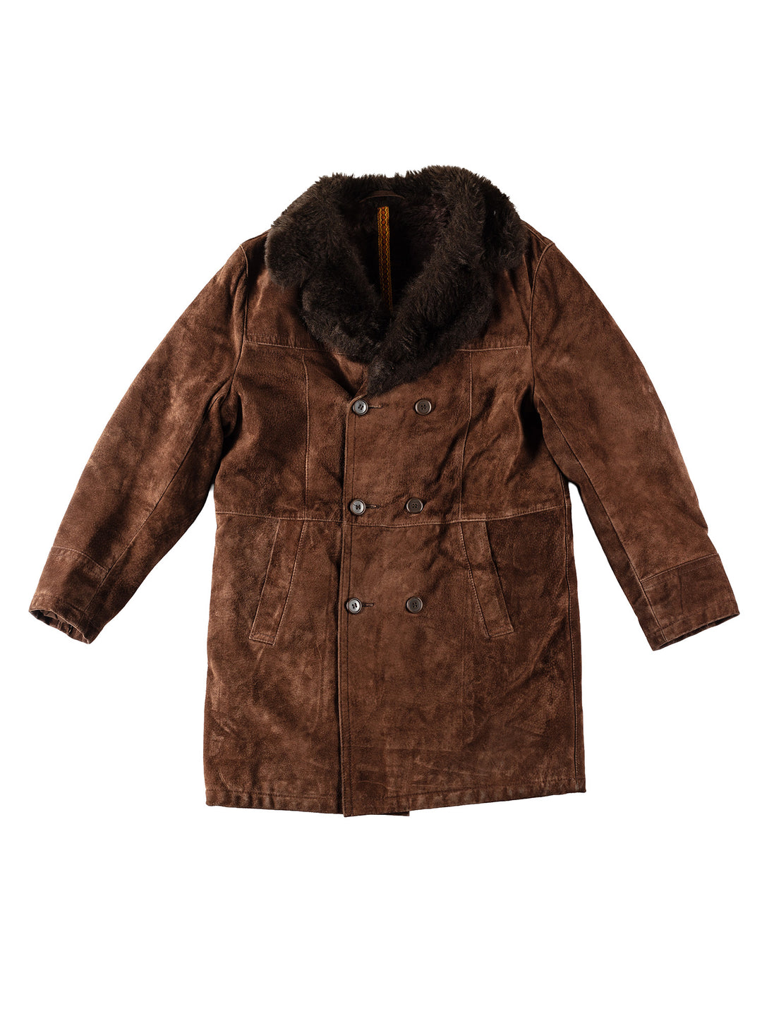 Vintage 80's Men Faux Sheepskin Coat in BrownVN363