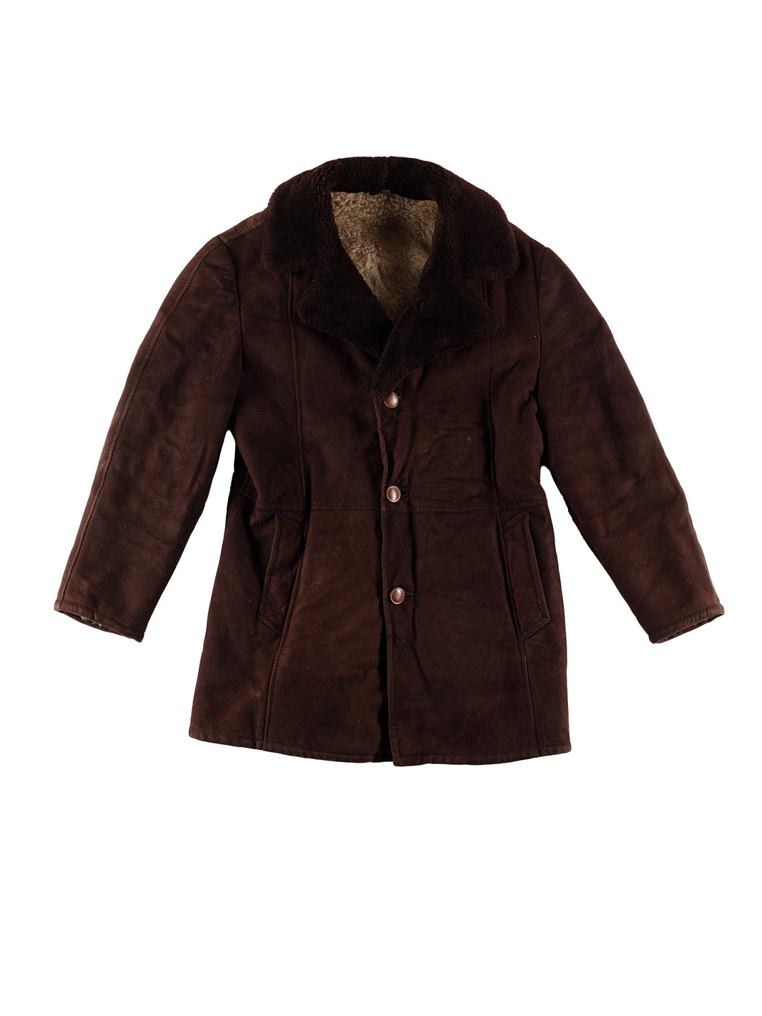 Vintage 80's Men Sheepskin Coat in BrownVN482