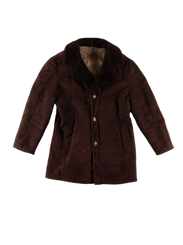 Vintage 80's Men Sheepskin Coat in BrownVN482