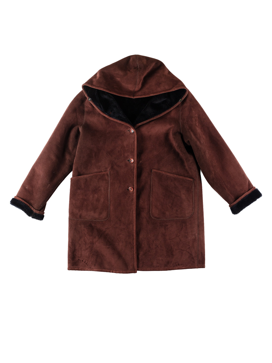 Vintage 90's Women Faux Sheepskin Coat in BrownMN158