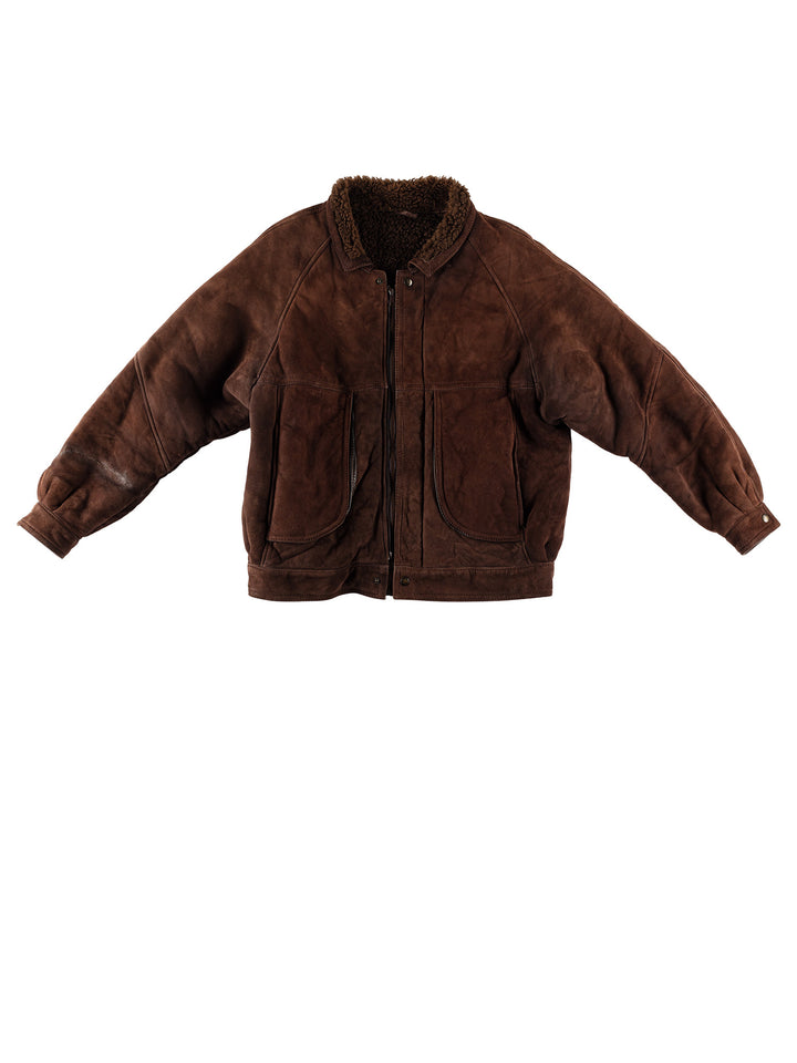 Vintage 90's Men Sheepskin Jacket in BrownVN477