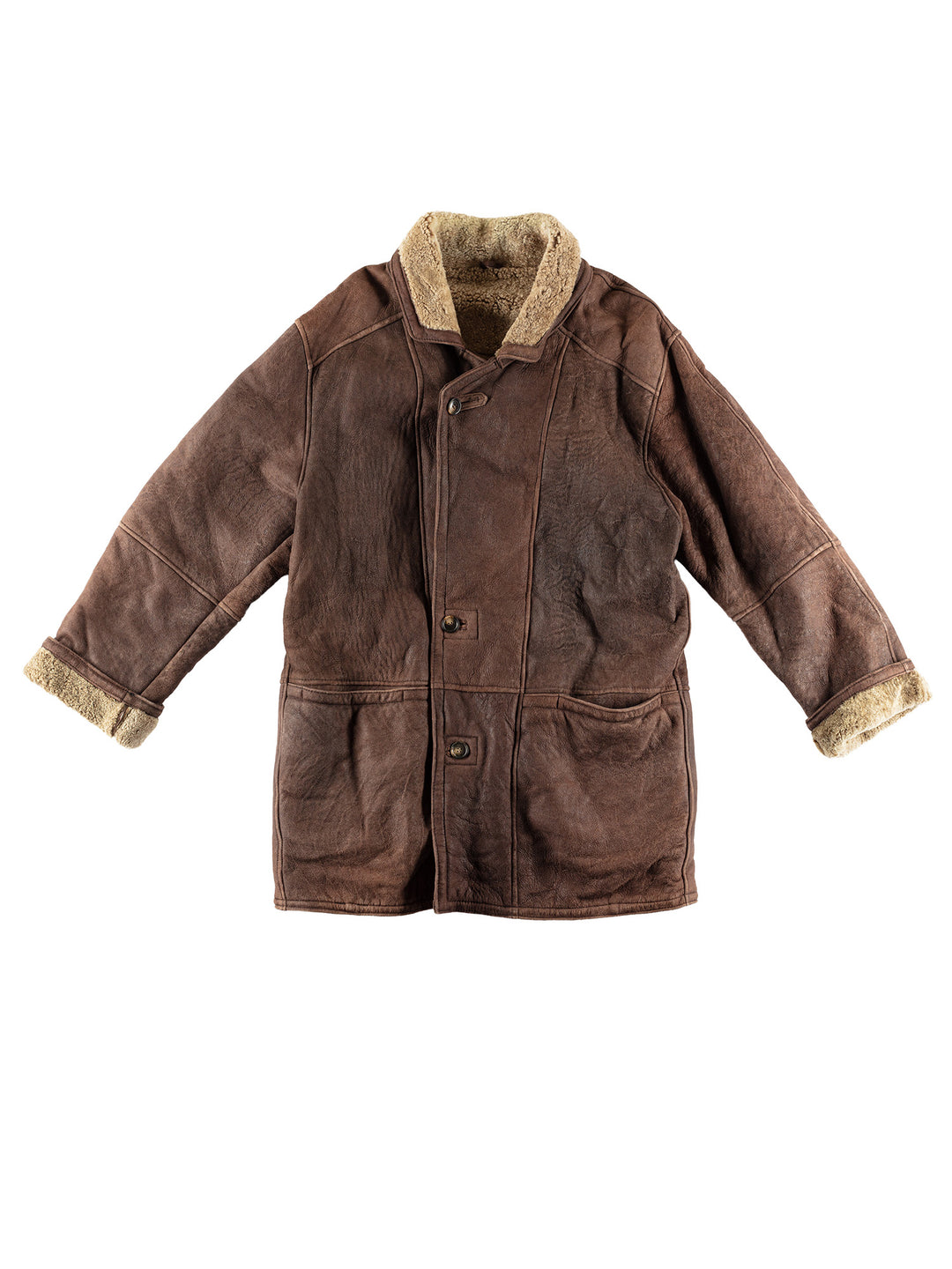 Vintage 80's Men Sheepskin Coat in BrownVN504