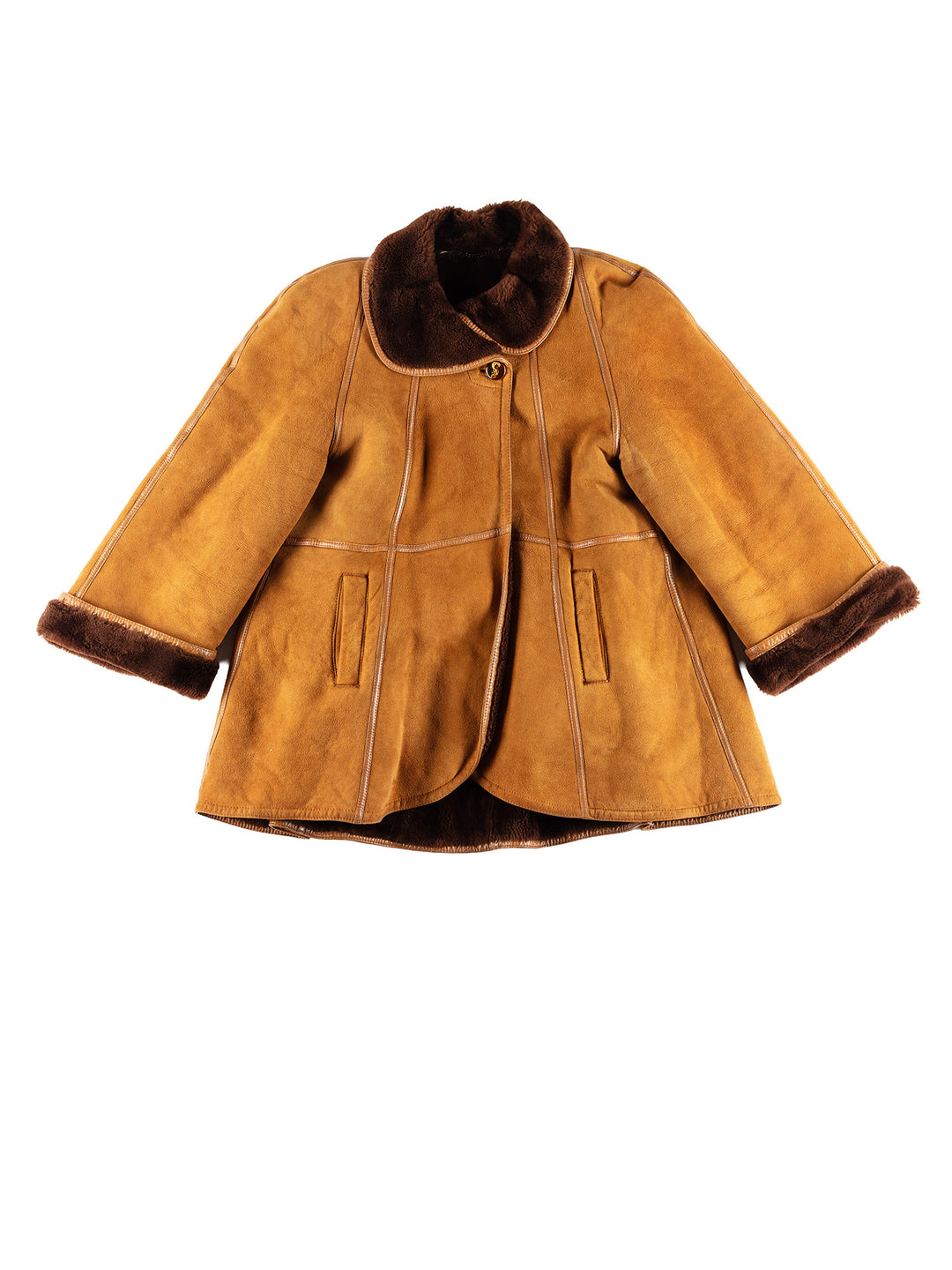 Vintage 80's Women Sheepskin Coat in BrownMN404
