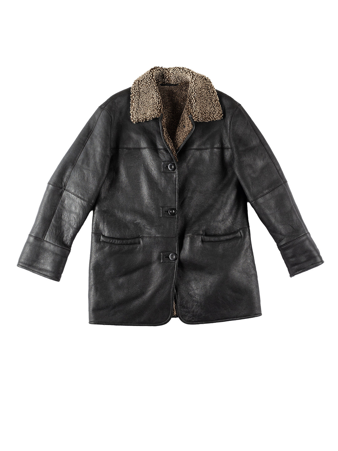 Vintage 80's Women Sheepskin Coat in BlackMN141