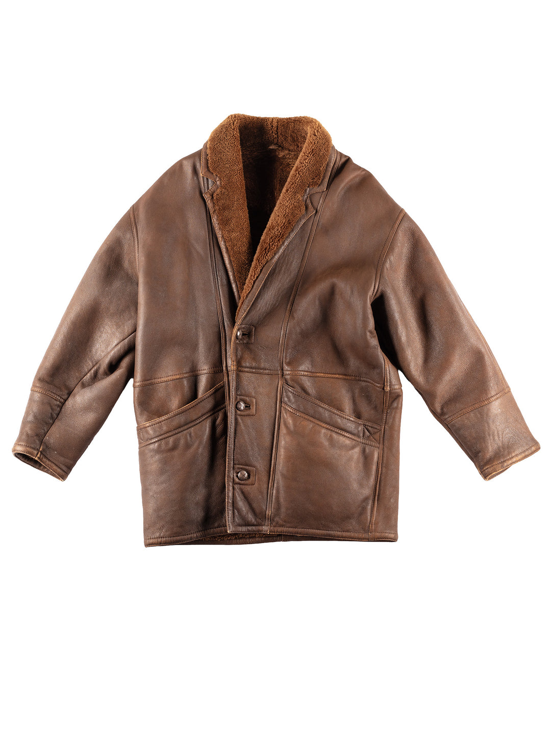 Vintage 80's Men Sheepskin Coat in Brown