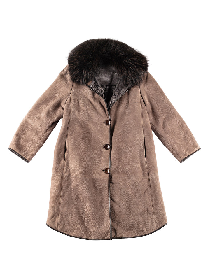 Vintage 90's Women Sheepskin Coat in BeigeMN218