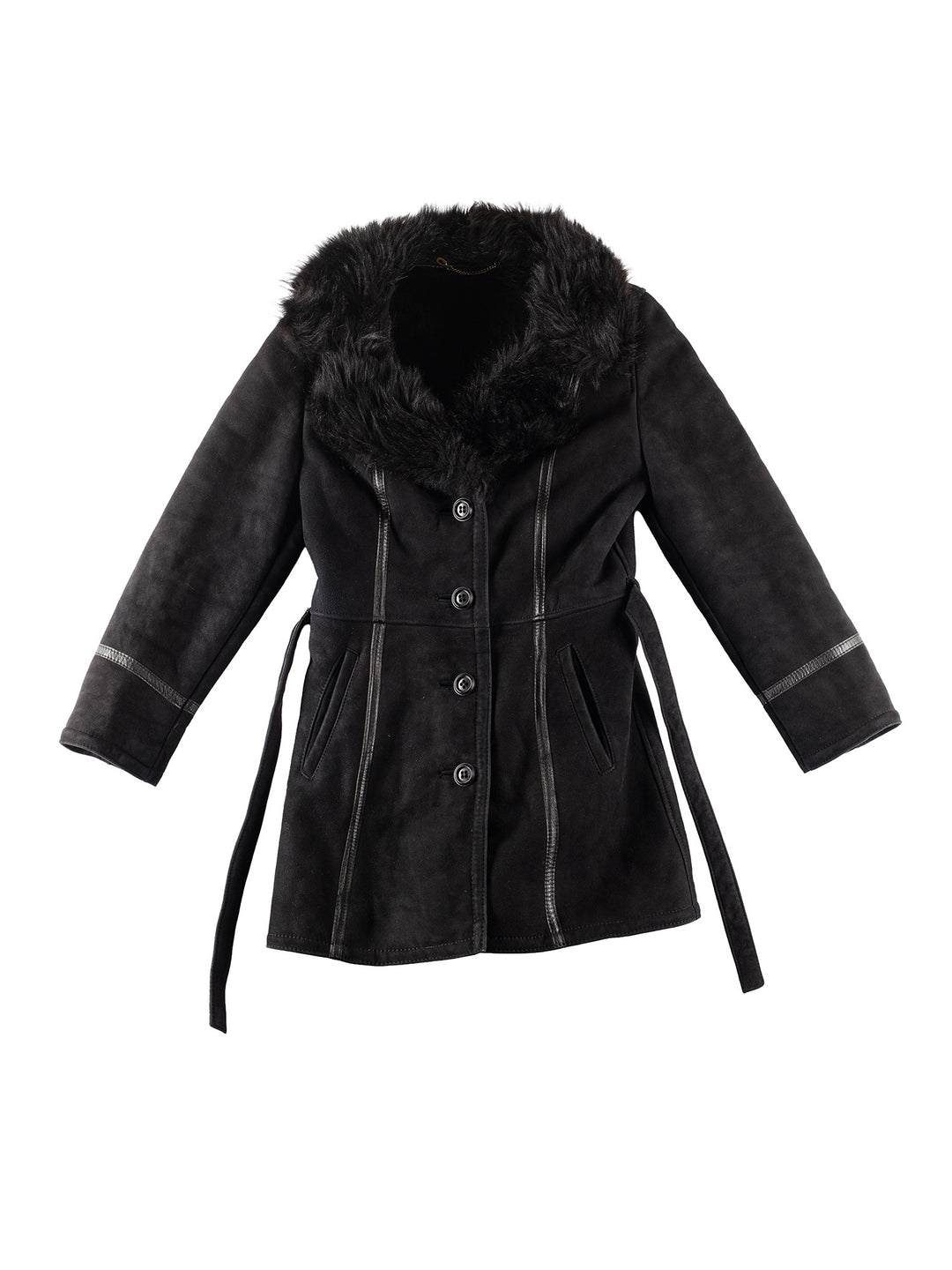 Vintage 70's Women Sheepskin Coat in BlackMN243