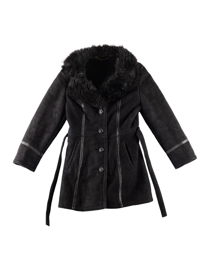 Vintage 70's Women Sheepskin Coat in BlackMN243