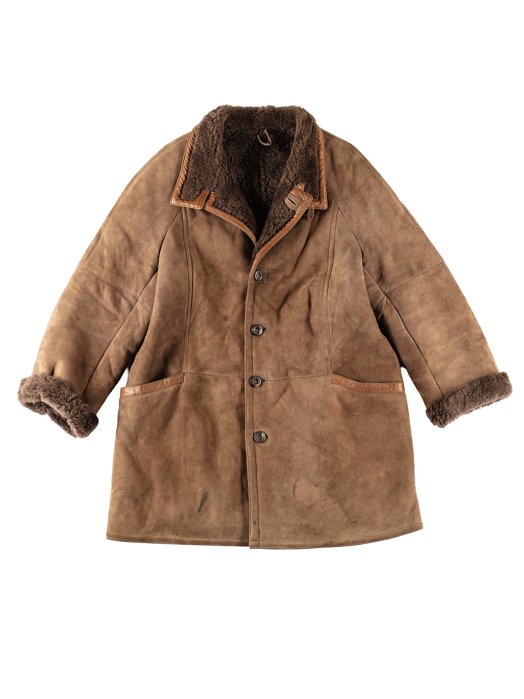Vintage 80's Men Sheepskin Coat in BrownVN142