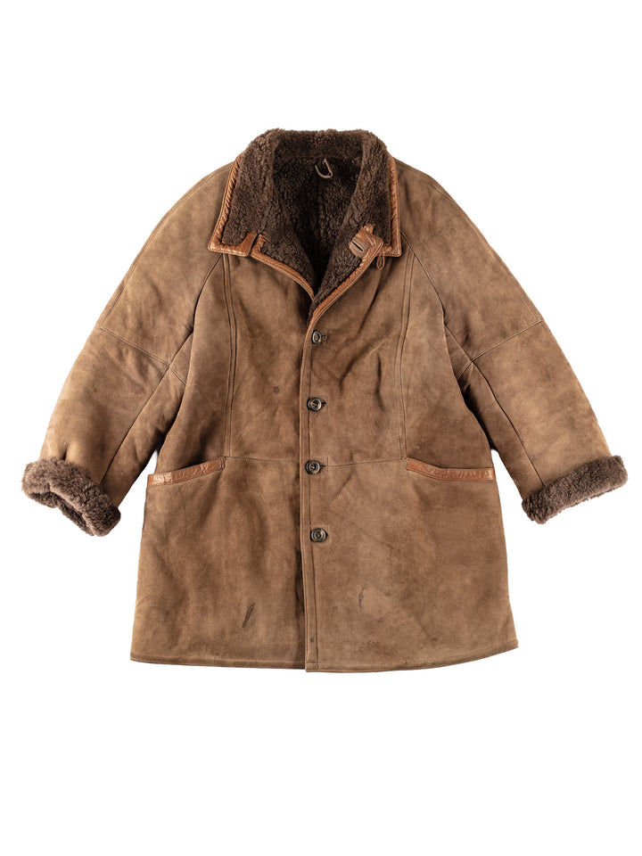 Vintage 80's Men Sheepskin Coat in BrownVN142