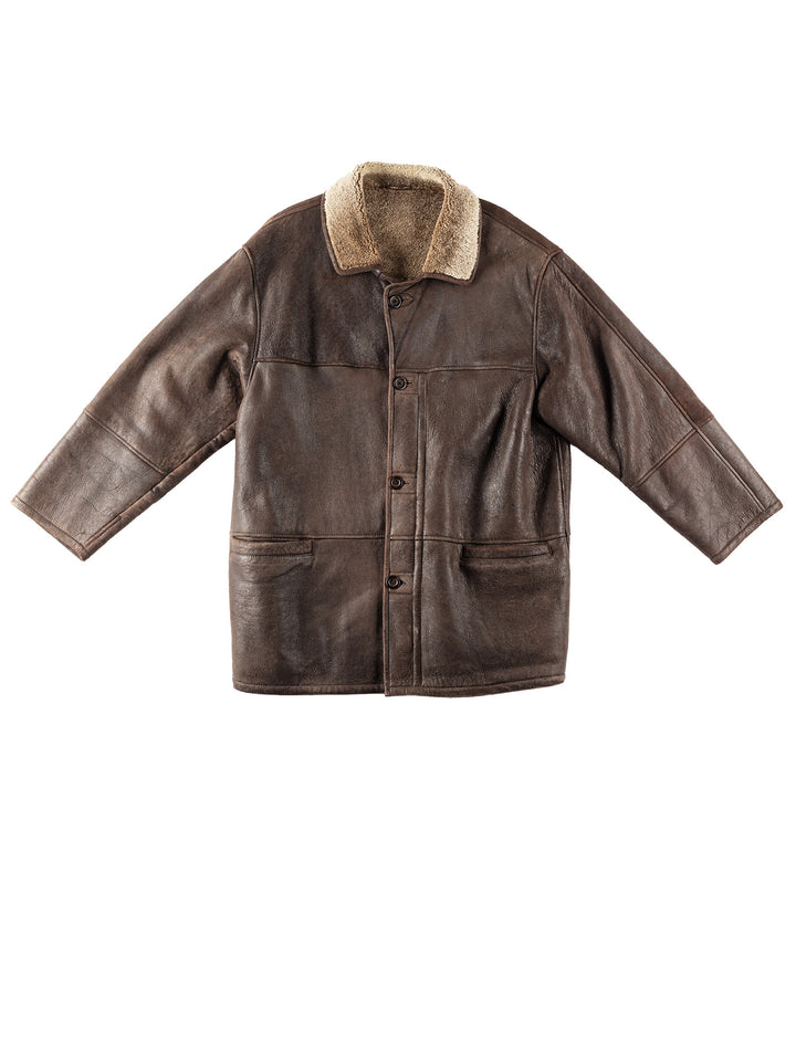 Vintage 90's Men Sheepskin Coat in BrownVN164