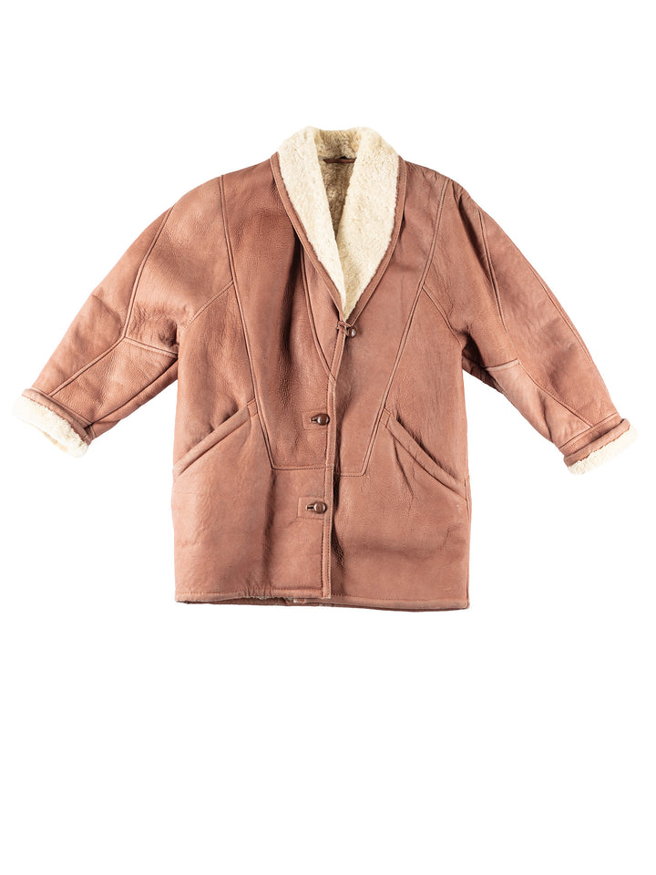 Vintage 80's Women Sheepskin Coat in BrownMN222