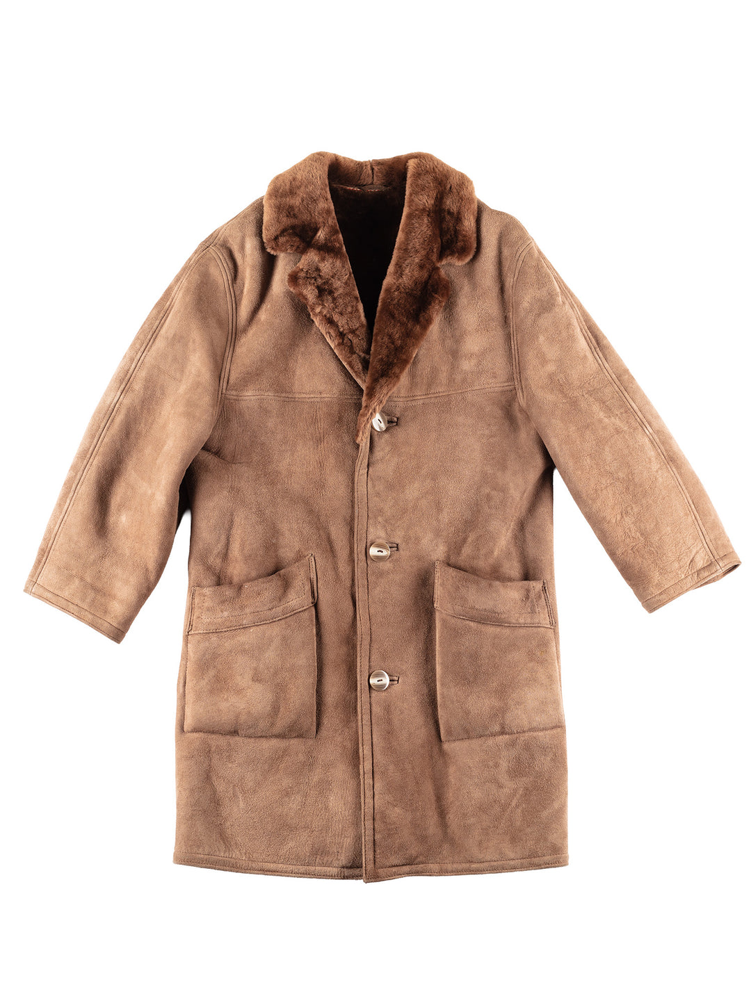 Vintage 70's Men Sheepskin Coat in Brown