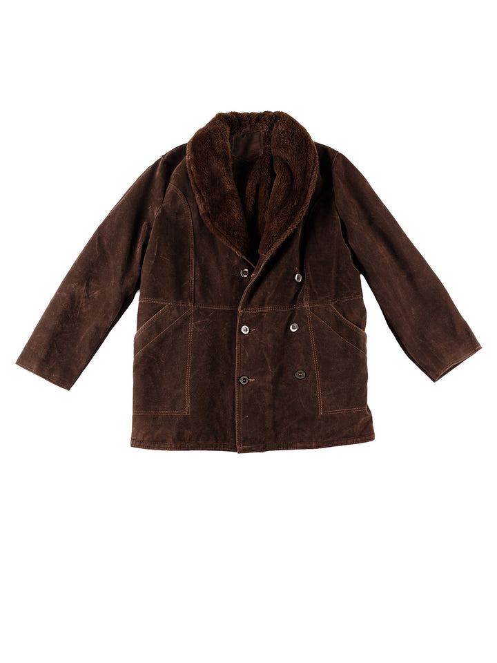 Vintage 90's Men Faux Sheepskin Coat in BrownVN232