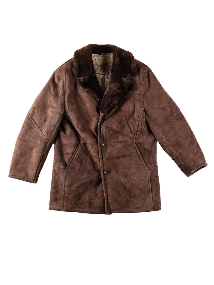 Vintage 80's Men Sheepskin Coat in BrownVN134