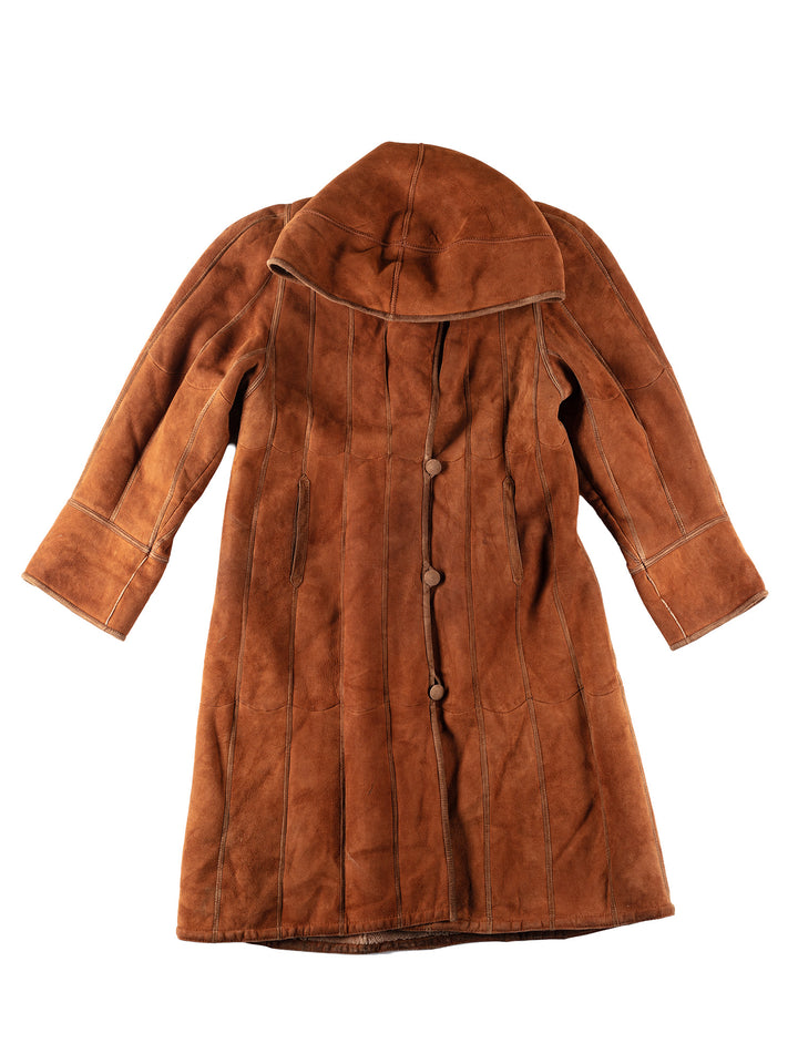 Vintage 80's Women Sheepskin Coat in OrangeMN149