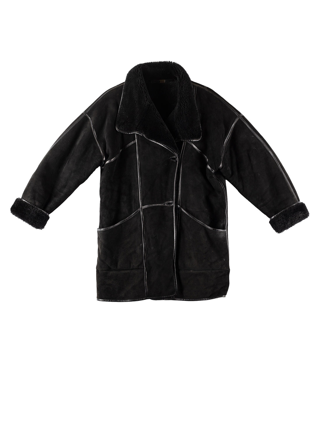 Vintage 90's Women Sheepskin Coat in BlackMN144