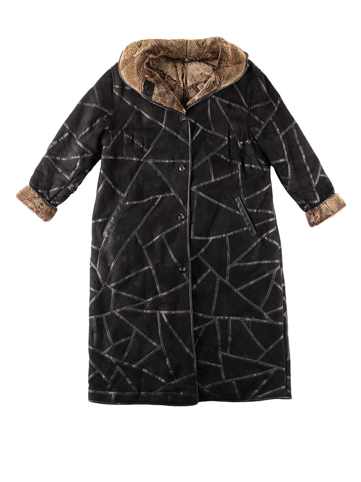 Vintage 90's Women Sheepskin Coat in BlackMN210