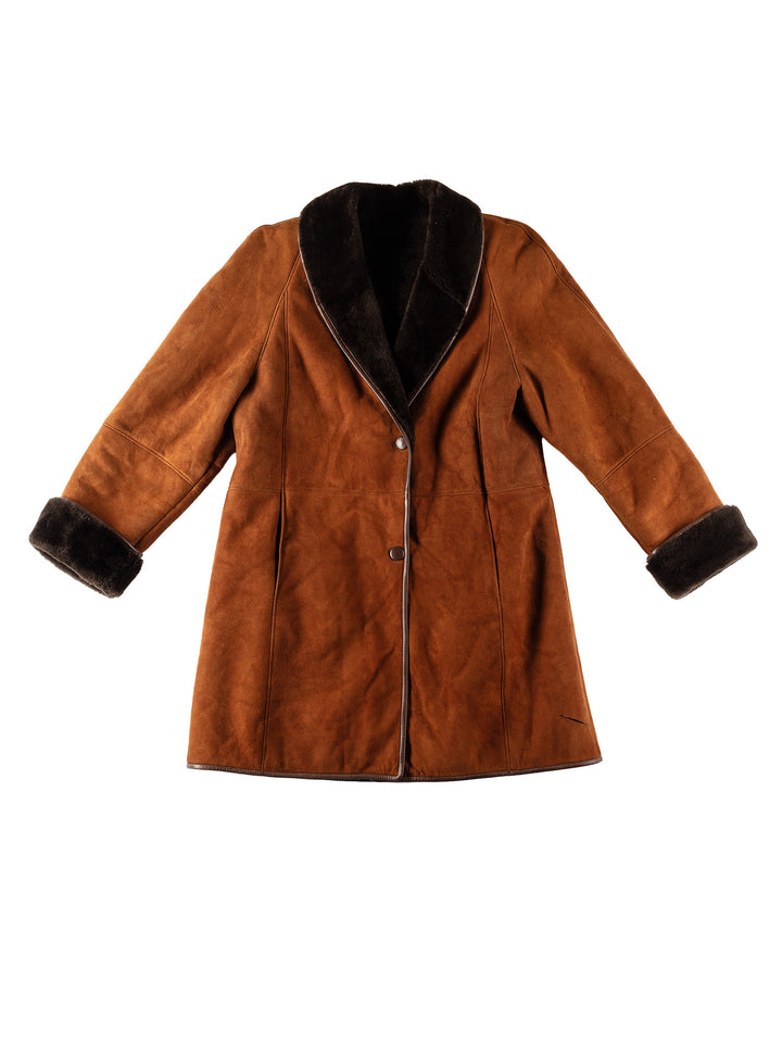 Vintage 70's Women Sheepskin Coat in BrownMN524