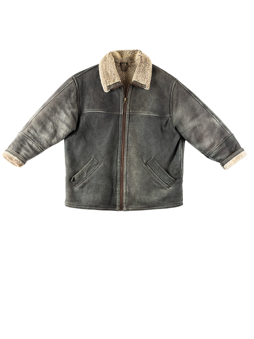 Vintage 90's Men Sheepskin Coat in GrayVN184
