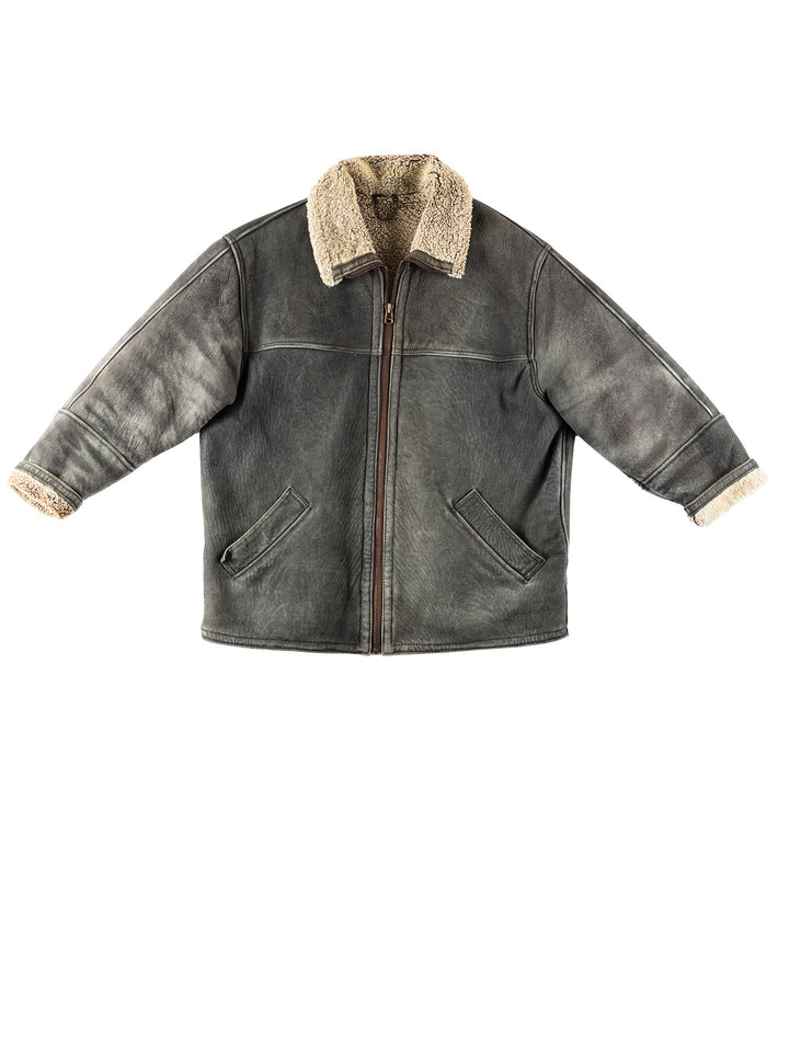 Vintage 90's Men Sheepskin Coat in GrayVN184