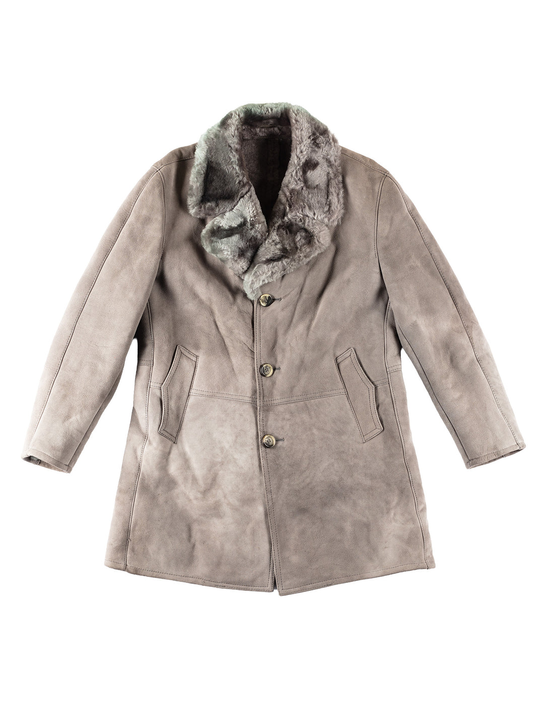 Vintage 70's Men Sheepskin Coat in GrayVN141