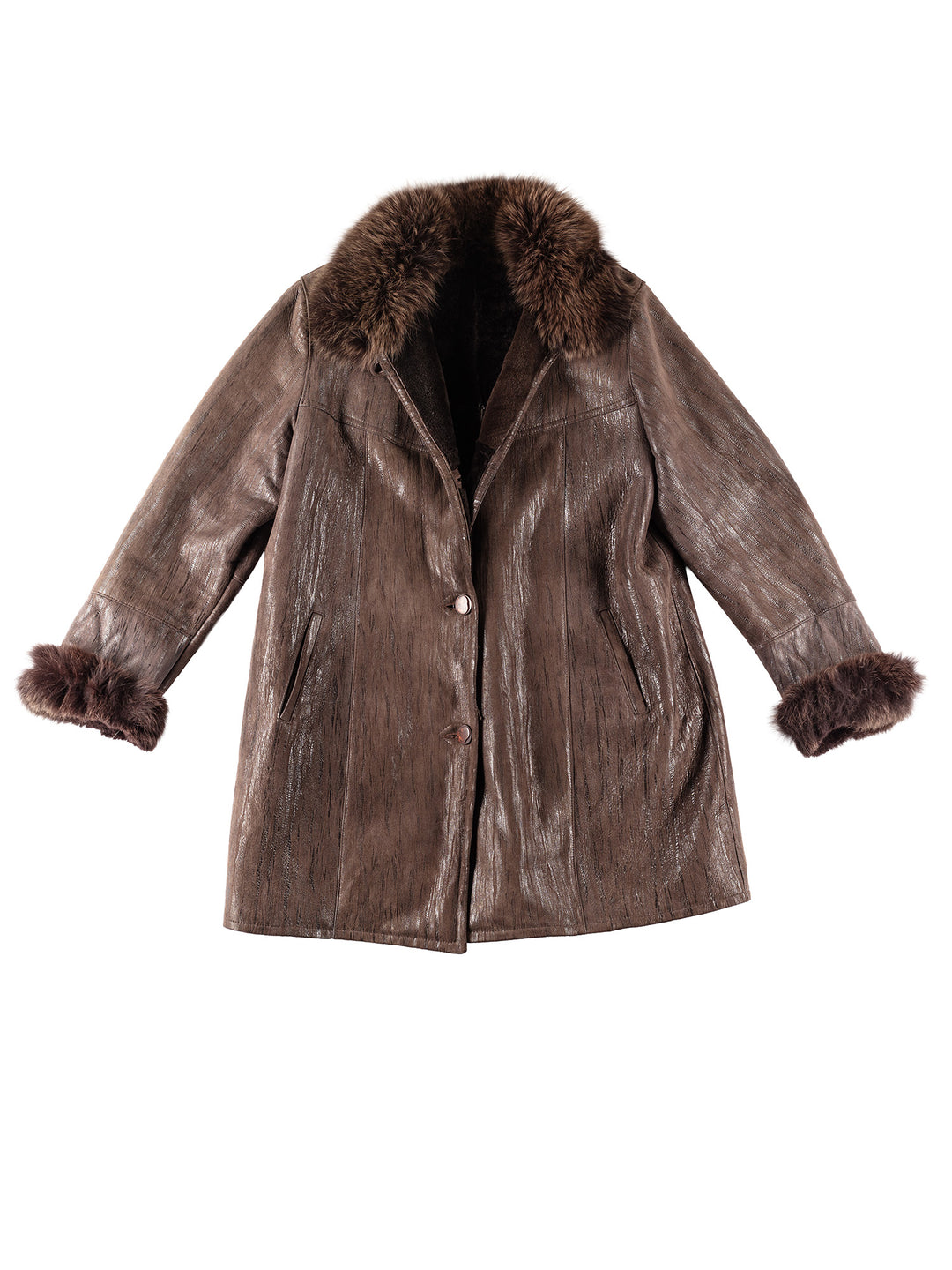 Vintage 80's Women Sheepskin Coat in BrownMN219