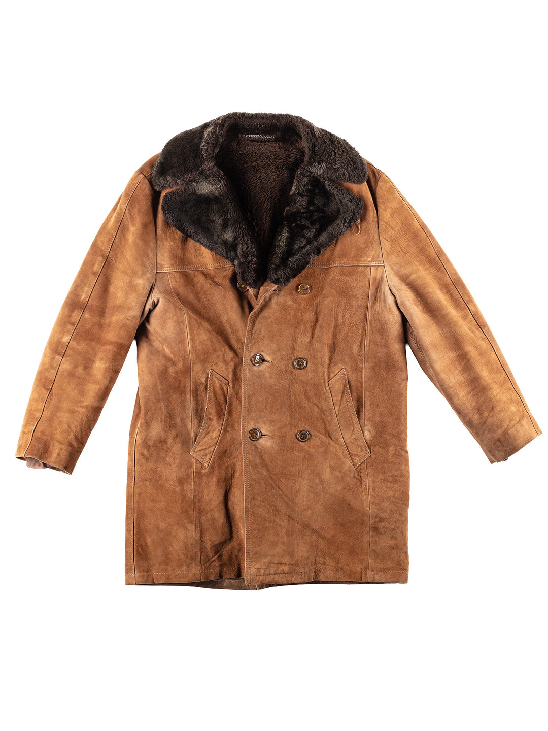 Vintage 70's Men Sheepskin Coat in Brown