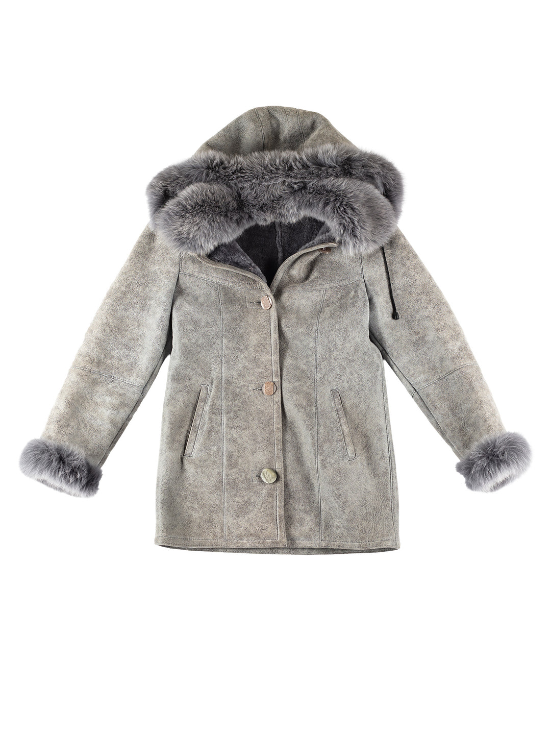 Vintage 90's Women Sheepskin Coat in GrayMN225