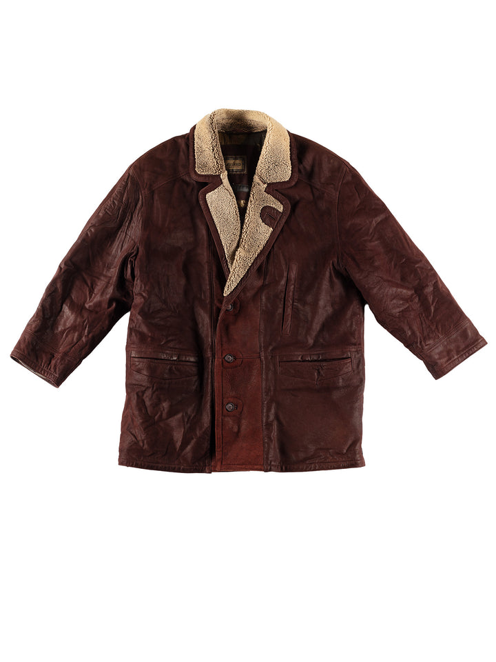 Vintage 80's Men Leather Coat in BrownVN600