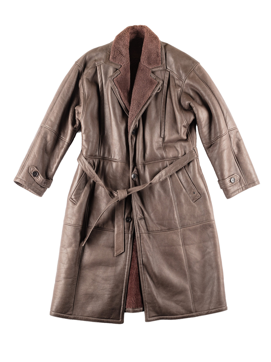 Vintage 80's Men Sheepskin Coat in BrownVN095