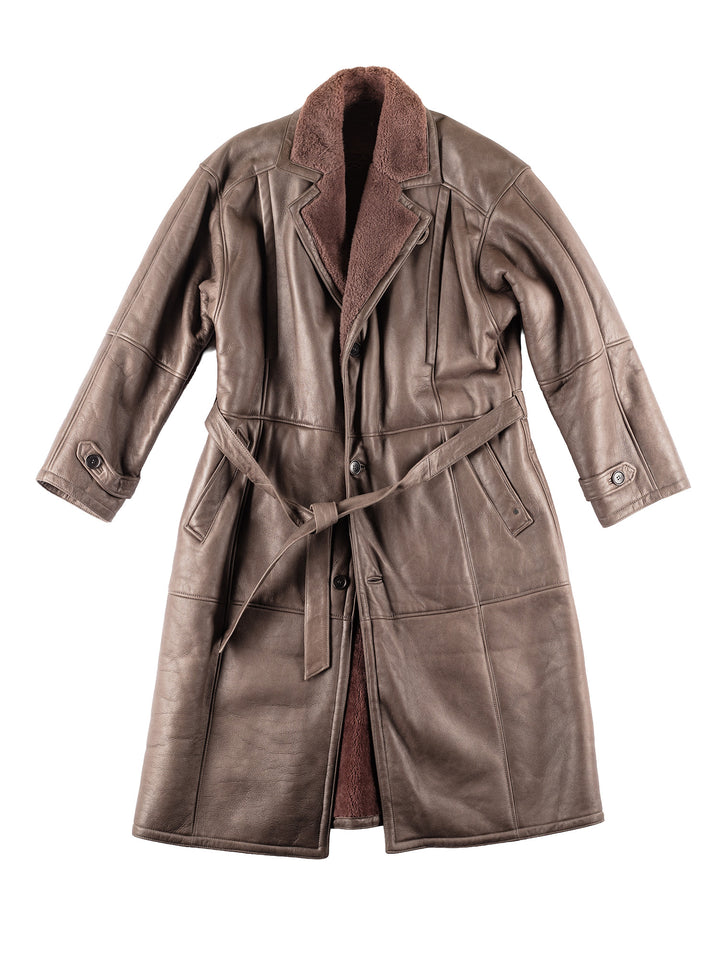 Vintage 80's Men Sheepskin Coat in BrownVN095
