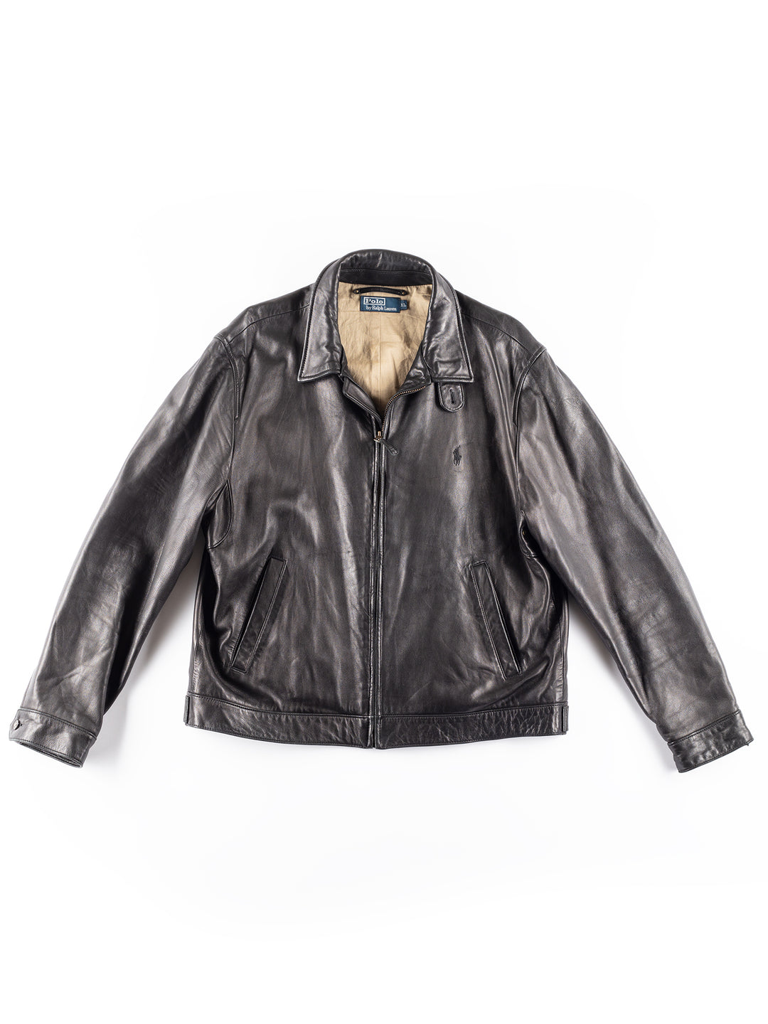 Vintage 00's Men Ralph Lauren Leather Jacket in Black