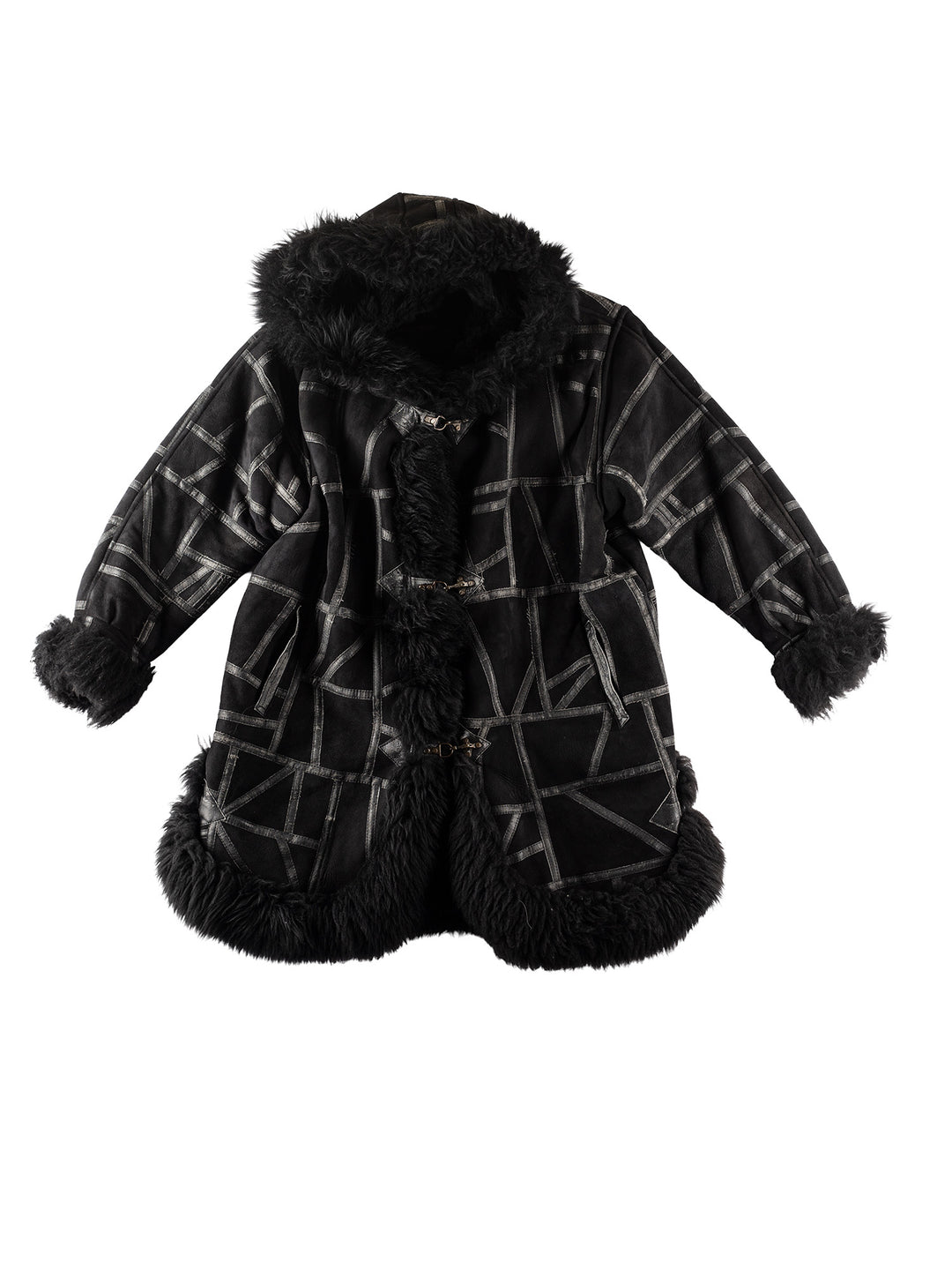 Vintage 80's Women Sheepskin Coat in BlackMN237