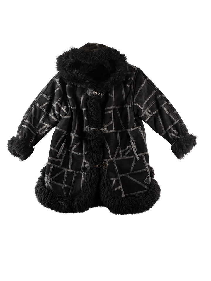 Vintage 80's Women Sheepskin Coat in BlackMN237