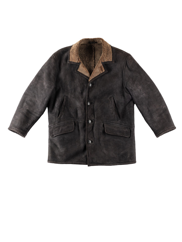 Vintage 80's Men Sheepskin Coat in GrayVN390