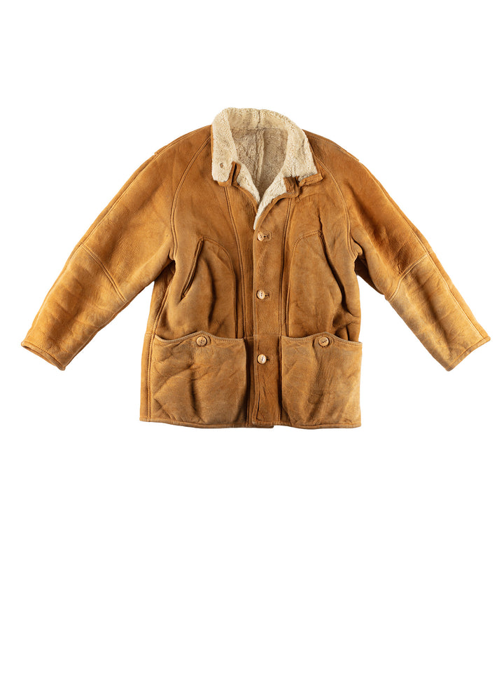 Vintage 80's Men Sheepskin Coat in BrownVN489