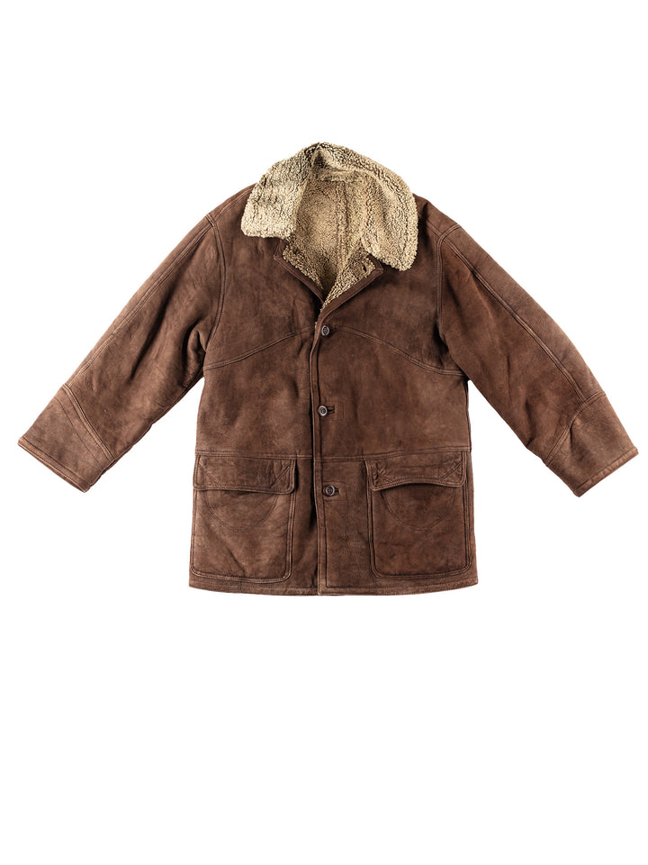 Vintage 80's Men Sheepskin Jacket in BrownVN239