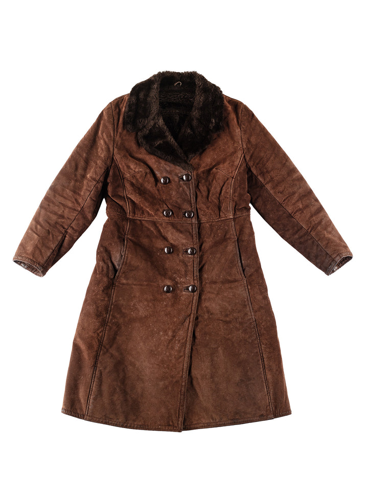 Vintage 90's Women Faux Sheepskin Coat in BrownMN189