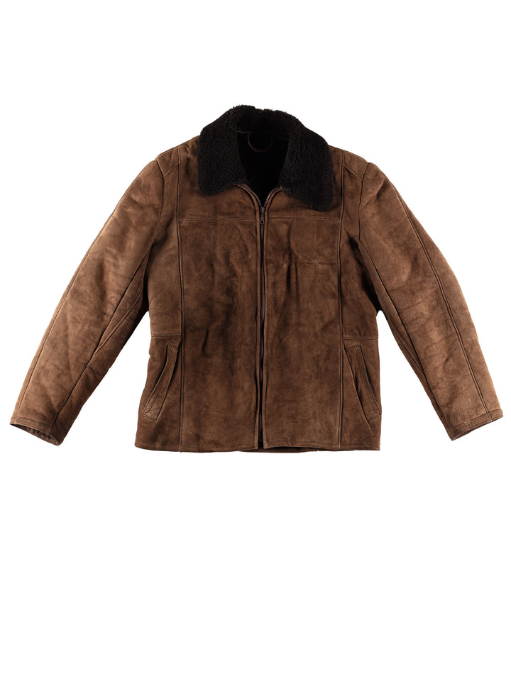 Vintage 80's Men Sheepskin Jacket in BrownVN479
