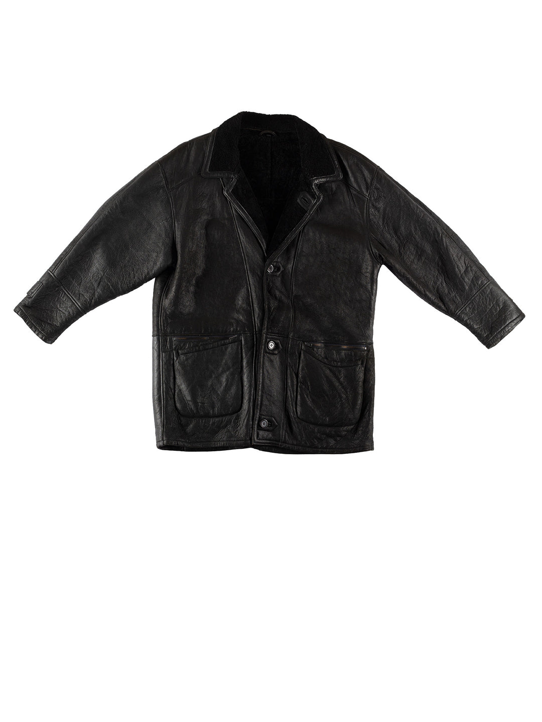 Vintage 80's Men Sheepskin Coat in BlackVN502
