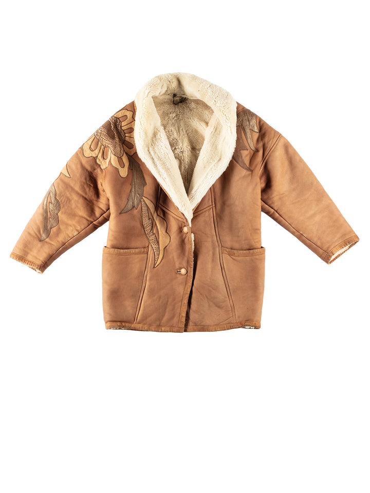 Vintage 80's Women Sheepskin Coat in BrownMN198