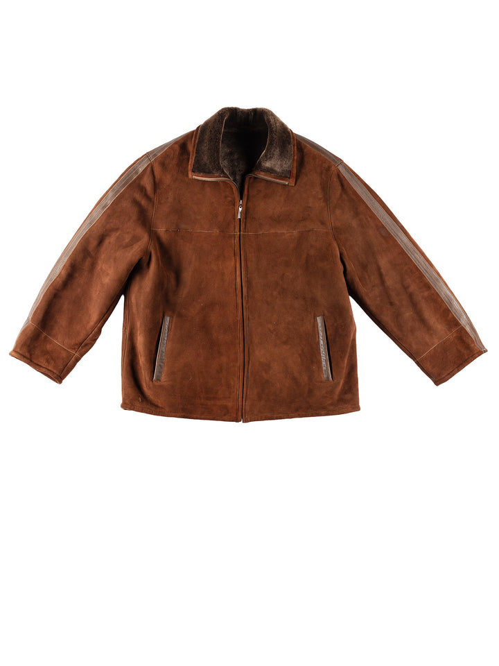 Vintage 90's Men Sheepskin Jacket in BrownVN212