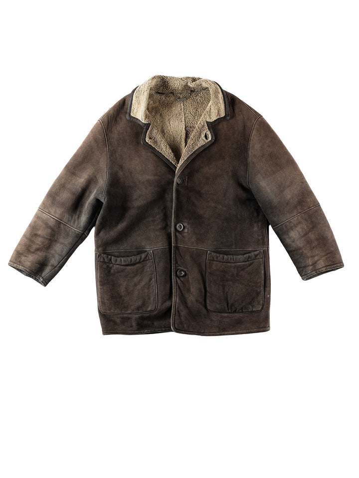 Vintage 90's Men Sheepskin Coat in BrownVN167