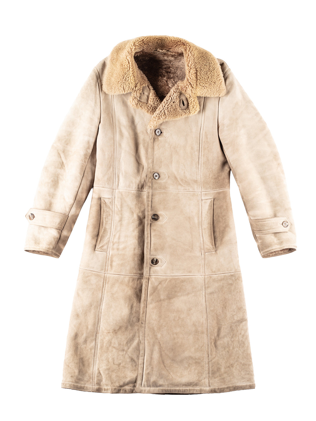 Vintage 70's Women Sheepskin Coat in Beige