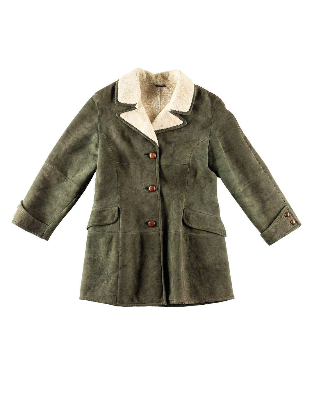 Vintage 70's Women Sheepskin Coat in GreenMN240