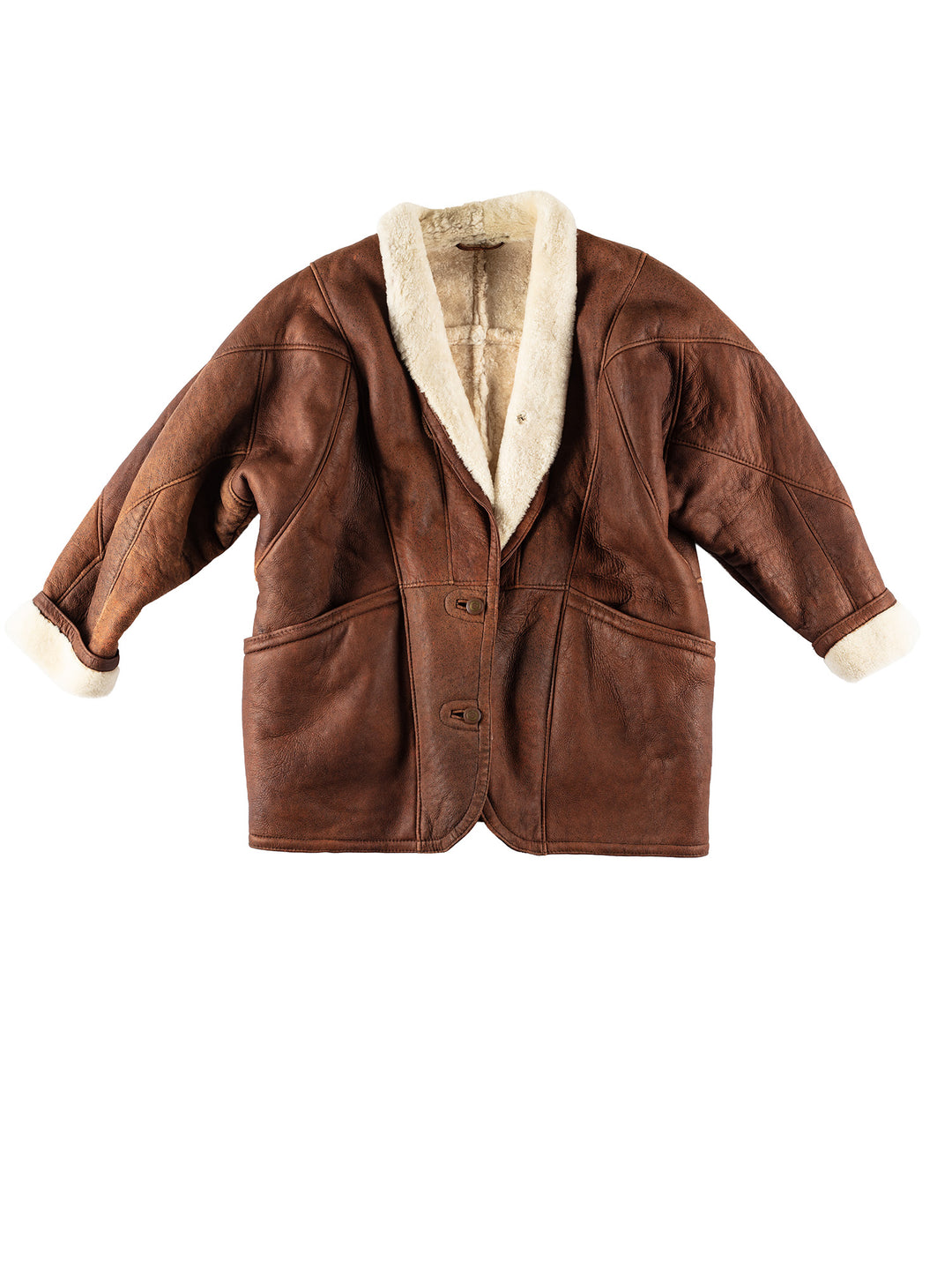 Vintage 80's Men Sheepskin Coat in BrownVN192