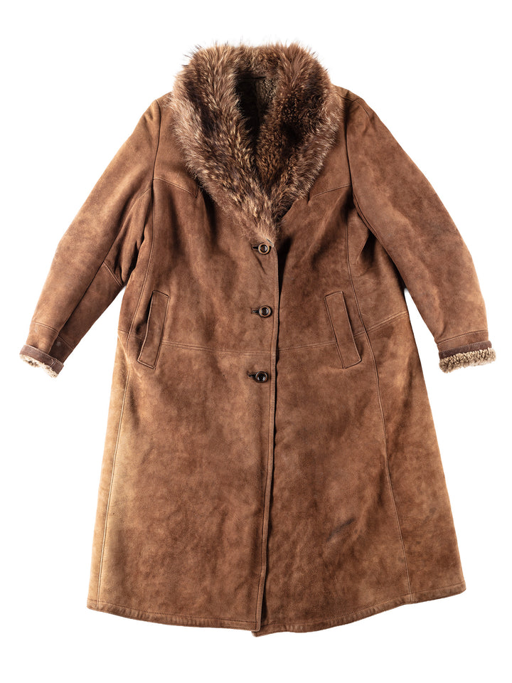 Vintage 80's Women Sheepskin Coat in Brown